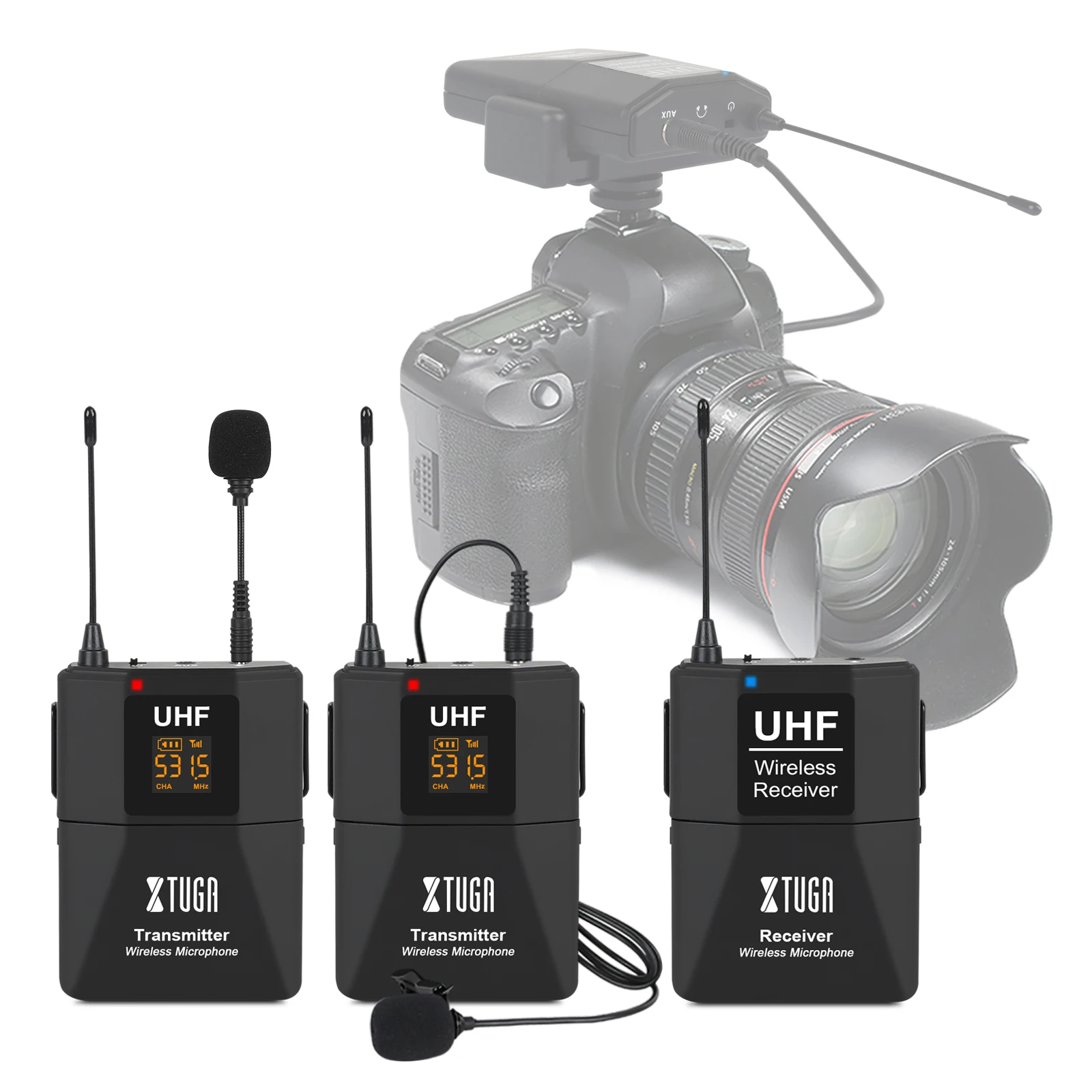 

UHF Wireless Lavalier Microphone Lapel Microphone for Camera Smartphone