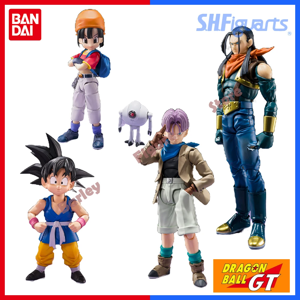 

В наличии Bandai, оригинальное аниме: DRAGON BALL GT S.H.Figuarts PAN GILL TRUNKS SON GOKU ANDROID 17, экшн-фигурка, модель игрушки из ПВХ, подарки