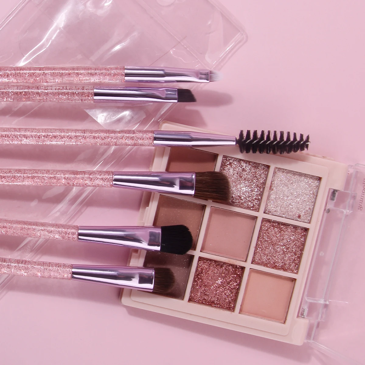 6개 파우더 충전 아이섀도 브러쉬, 블렌딩 브러쉬, 아이라이너 브러쉬, 눈썹 브러쉬, 아이 메이크업 브러쉬 세트 + 보관 가방