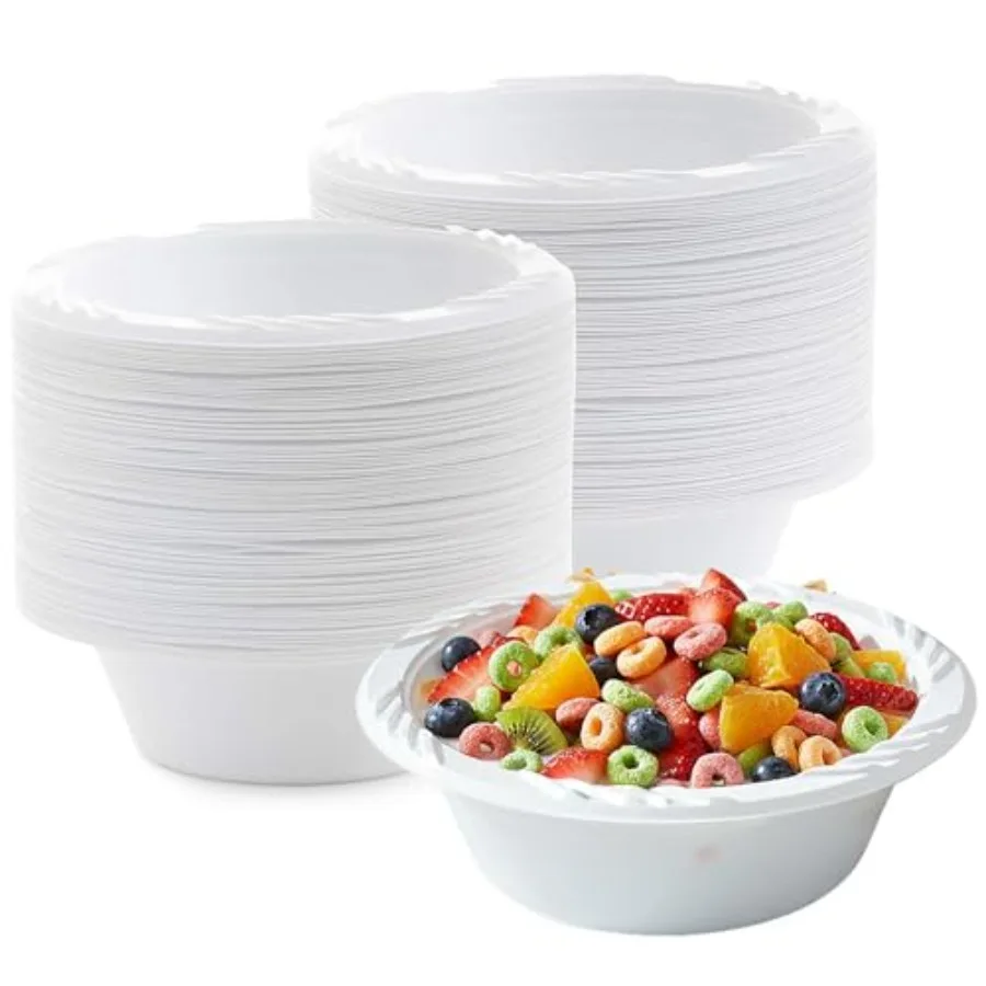 Dinner White Lightweight Plastic Soup Bowls-12 oz Pack of 100 Bowls, 12 oz