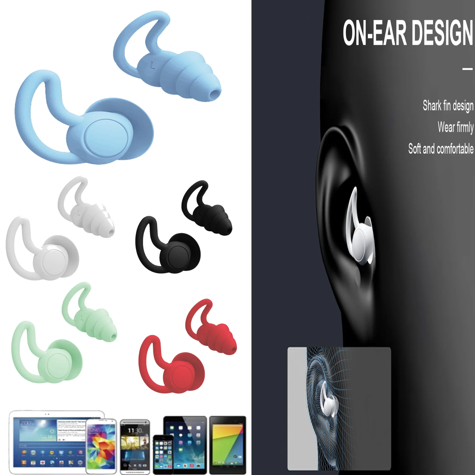 

Силиконовые беруши для снижения шума во время сна, 3-слойные беруши, многоразовые беруши для защиты органов слуха, блокирующие звук, беруши для плавания Trav