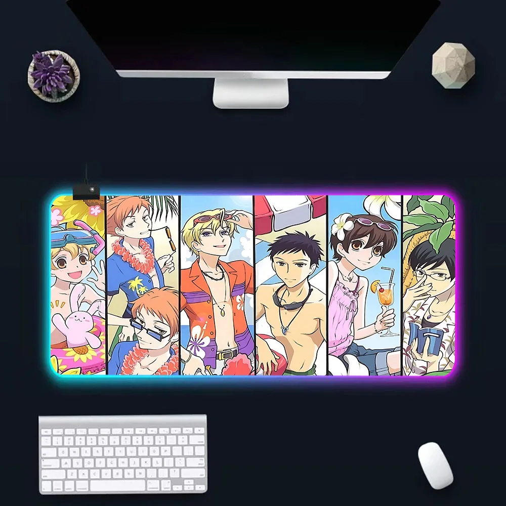 Ouran High School Host Club RGB Pc Gamer Keyboard Mouse Pad Mousepad LED Glowing Mouse Mats Rubber Gaming Computer Mausepad