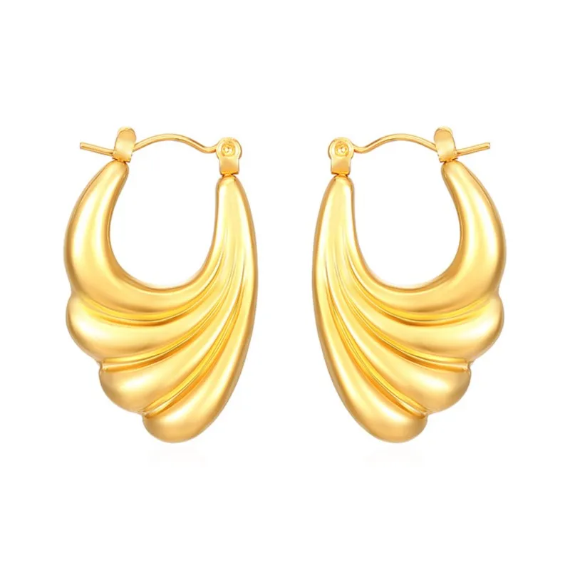 Simple Classic 18K Gold Color Plated Stainless Steel U-shaped Earrings Women's Accessories Party Gift