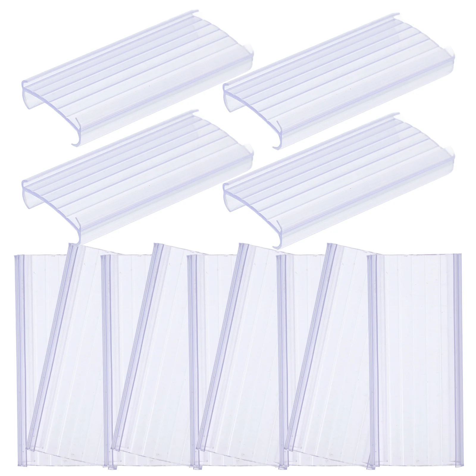 

30pcs Clear Plastic Label Holder For Wire Shelves Transparent Tag Holders Pantry Storage Bins Bookshelf Shelf Labels Display