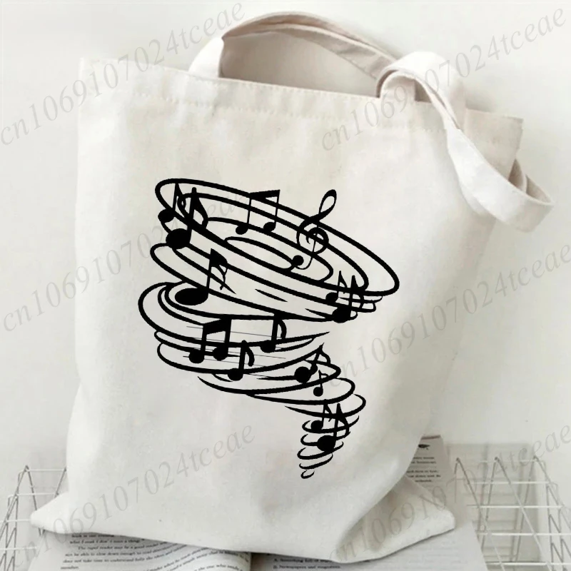 Canvas Bag Harajuku Women Shoulder Bags Female Causal Tote Handbag Large Shopper Handbag Musical Notes Fashion Handbags