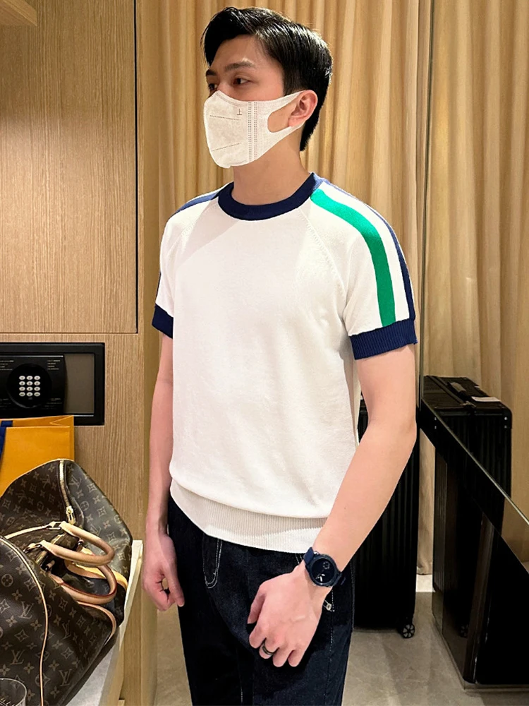 

Мужская легкая трикотажная футболка Ybrother Faion: высококачественная, цветная, в полоску, для повседневной носки, городской стиль