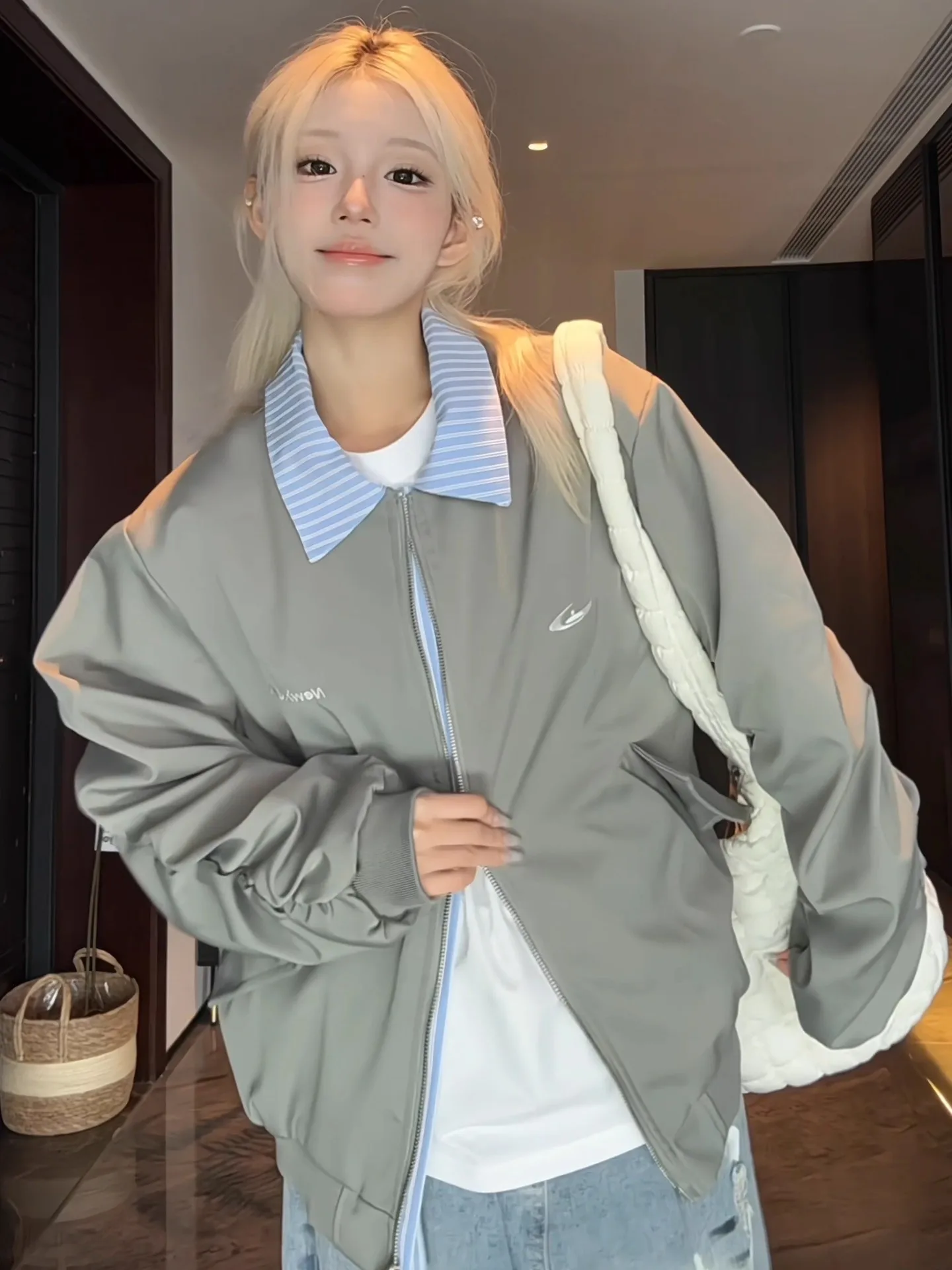 

Рабочая одежда в клетку в стиле пэчворк с вышивкой Jaet ort Flight Coat Baseball orm Мужская осенняя американская одежда для пар