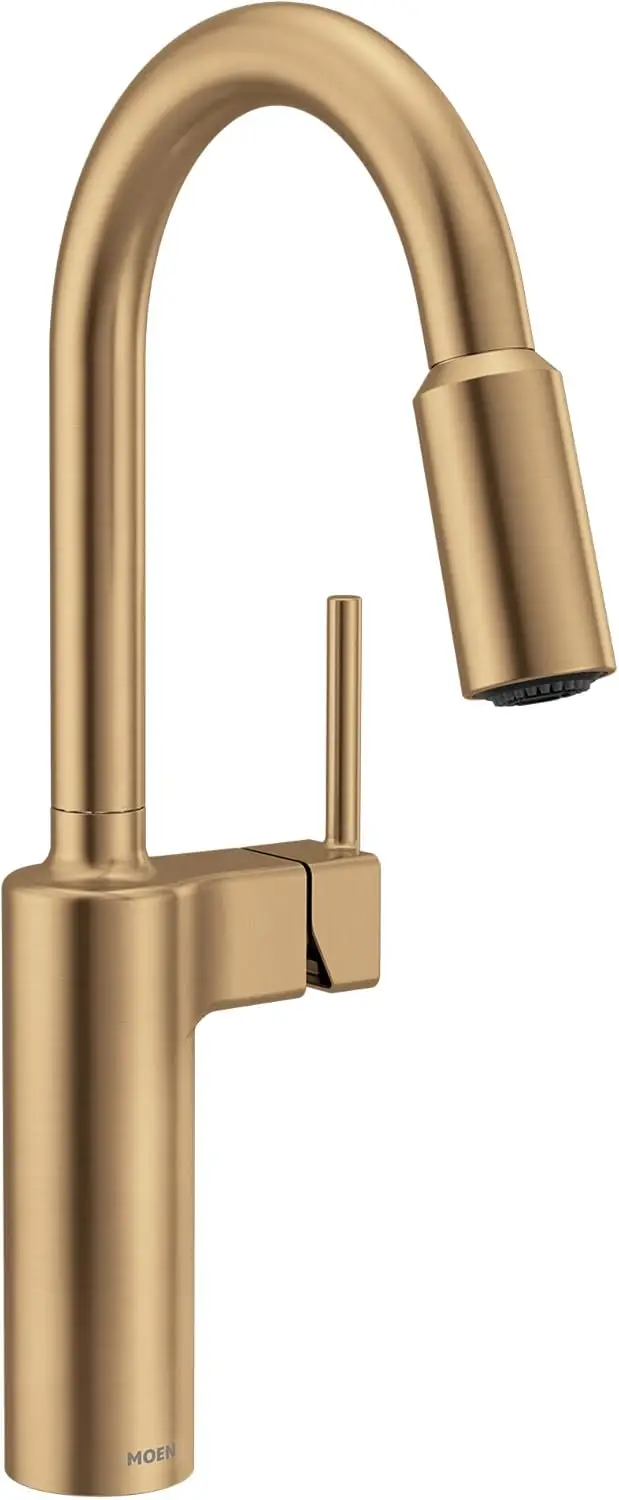 

Inara Bronzed Gold Pulldown Kitchen Faucet with Power Boost, Modern Kitchen Faucet, One-Handle High Arc, Easy Installation,