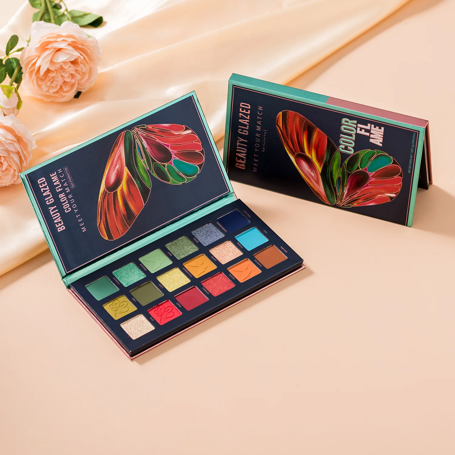 BEAUTY GLAZED 18 color butterfly eyeshadow tray matte three-dimensional model easy to color cos stage makeup