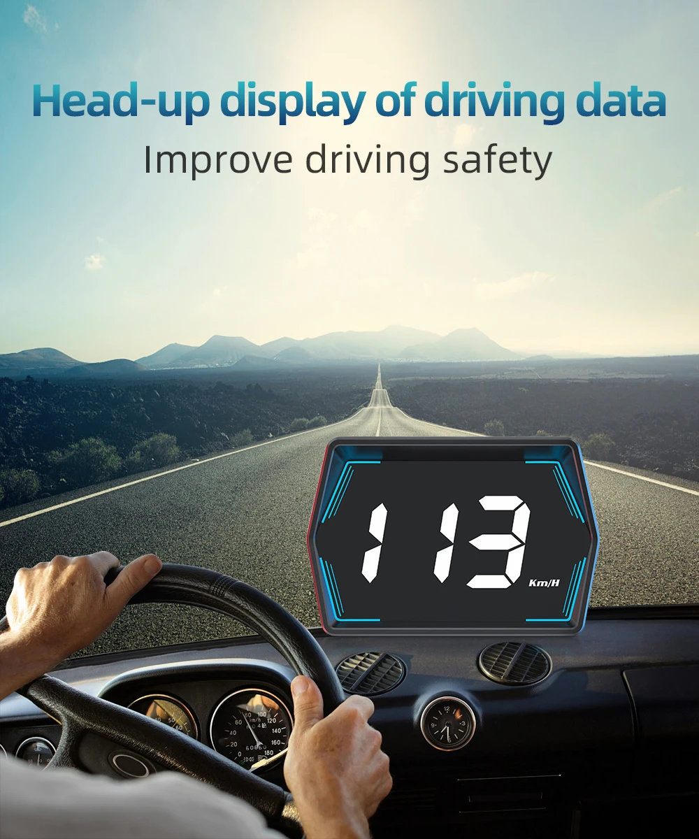 Head-up display of driving date GPS+Beidou dual-mode chip speed compass vehicle speed units, Automatic sensitivity speed alarm