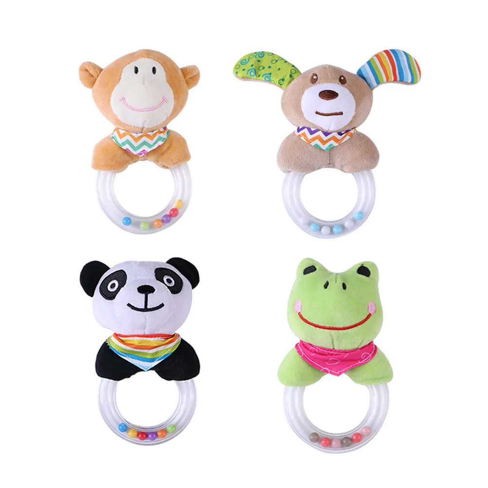 Mão vara bebê dos desenhos animados animal mordedor anel brinquedos para bebês