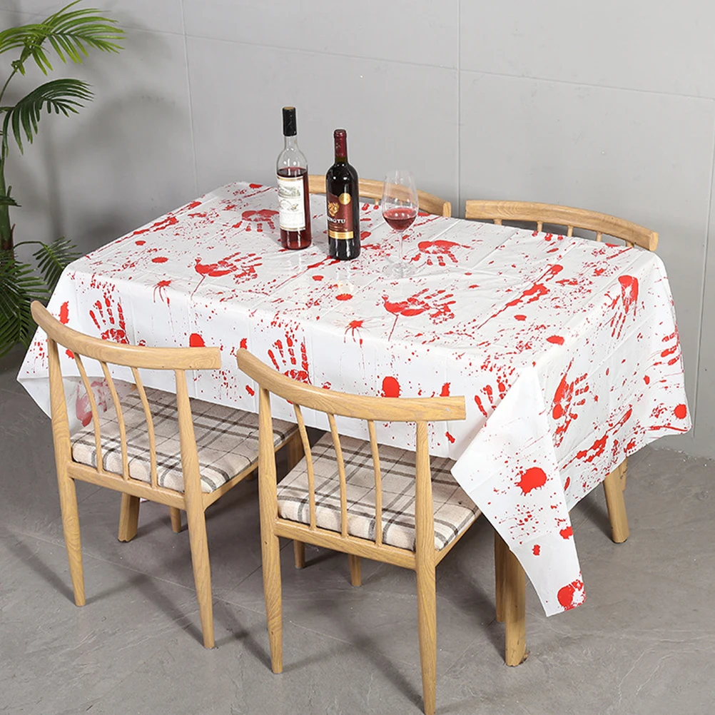 

PVC Halloween Tablecloth Waterproof Bloody Hands Pattern Halloween Party Table Cover Decorative Festival Dinner Tablecloth