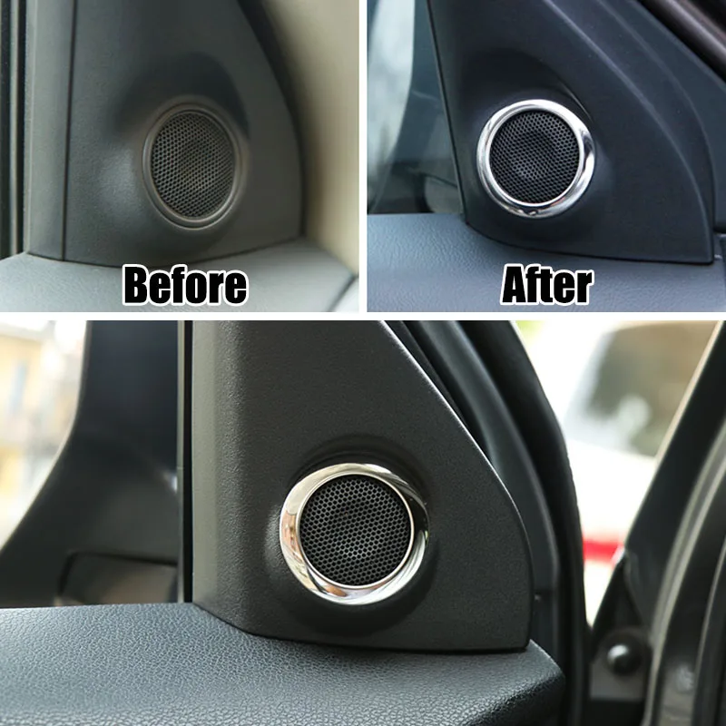 For Mitsubishi Outlander 2013 2014 2015 2016 2017 2018 2019 2020 Chrome Interior A Pillar Stereo Speaker Cover Trim Decoration