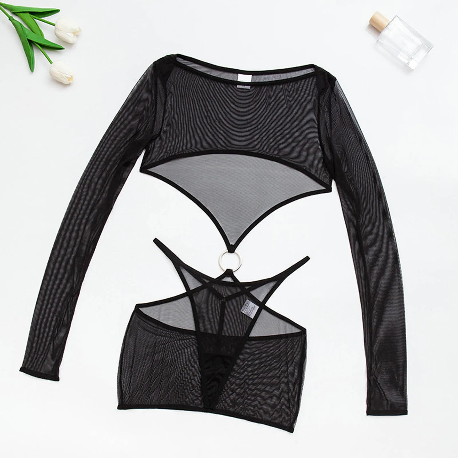 Women'S Sexy Lingerie Two Piece Set Sexy Women'S Hollow Lace Mesh Underwear Skin-Tight For Sexy Lingerie For Women  For Sex L2