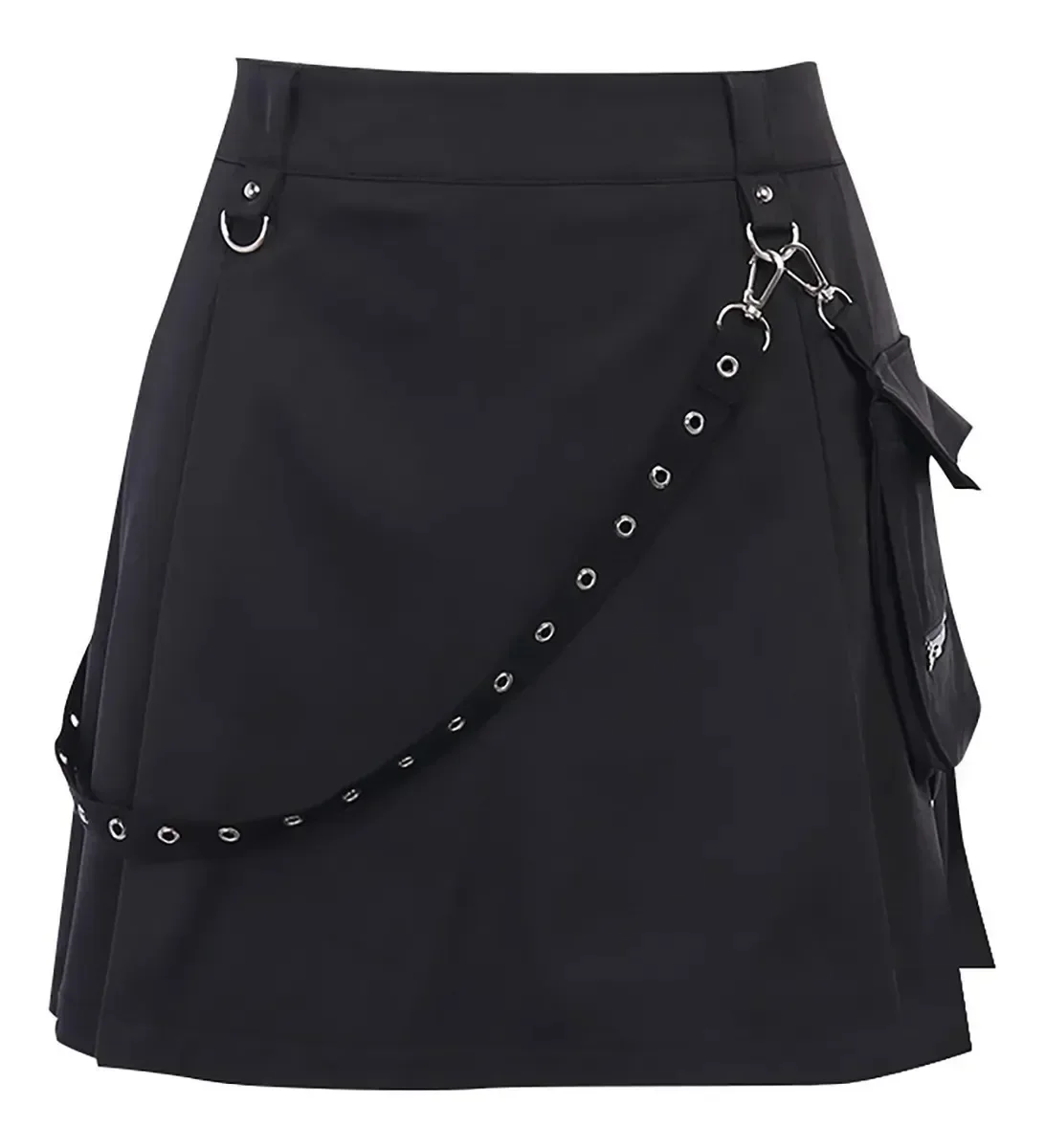 Black Skirt Harajuku Punk Gothic Black High Waist Black Women Sexy Patchwork Bandage Mini Skirt Female Streetwear 2025 New