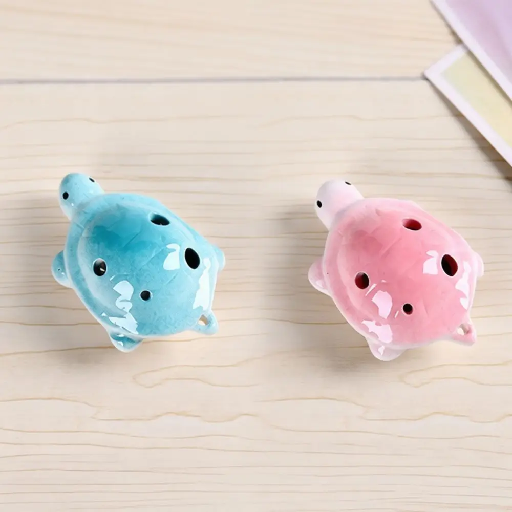 Ceramic Turtle Ocarina Alto C Flute 6 Hole Musical Instrument Kids Beginner Practice Performance Portable Wind Toy