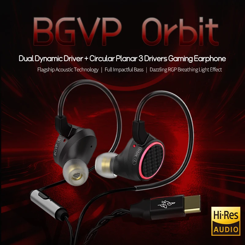BGVP Orbit 3 Driver Gaming IEM 2DD+1 Planar Magnetic Unit FPS Earphone