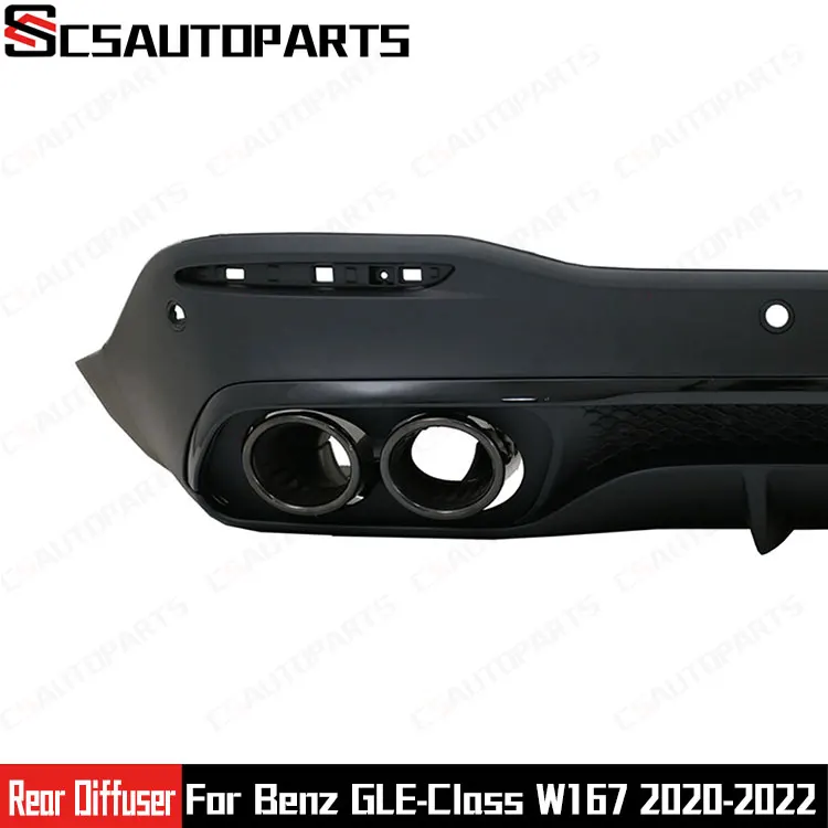 Rear Bumper Diffuser Lip With Tail Pipe For Mercedes GLE-Class W167 2020-2023 Sport Style Upgrade Facelift To GLE53 AMG 