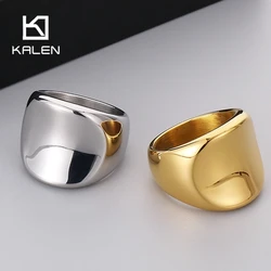 Hip Hop Exaggerated Large Ring For Men Women Gold Color Stainless Steel Curved Chunky Ring Polished Charm Trend Jewelry Gift