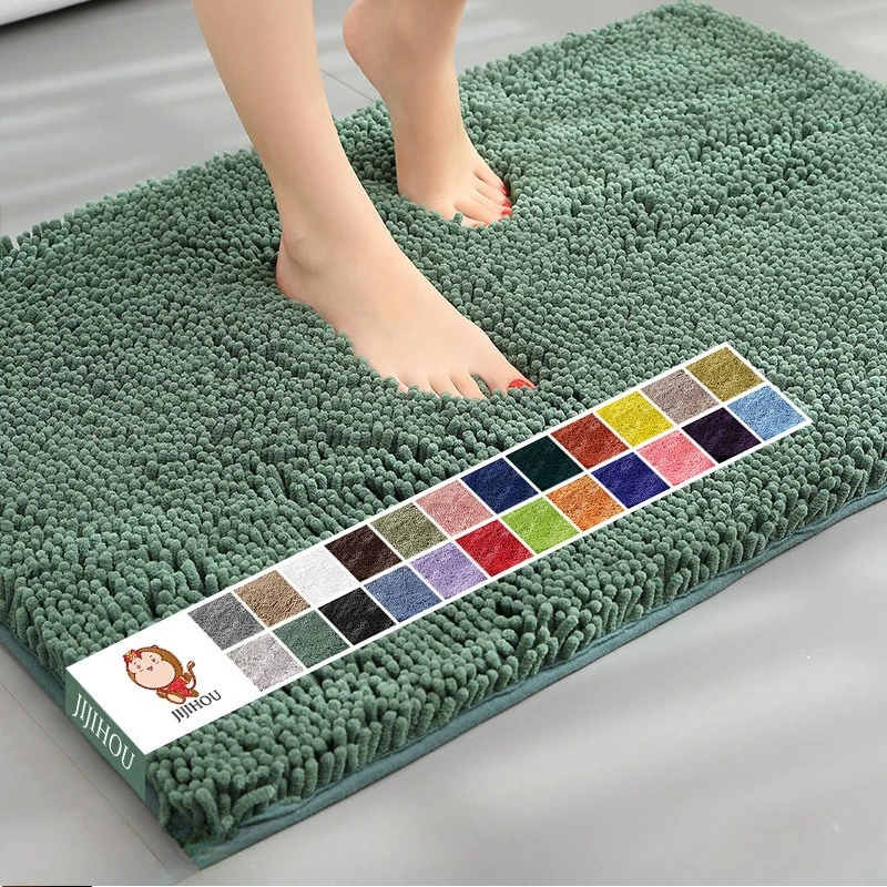 Absorbent Chenille Bath Mat Non-Slip Shaggy Rug for Bathroom Entryway Bedroom Machine Washable Shed-Resistant Eco-Friendly