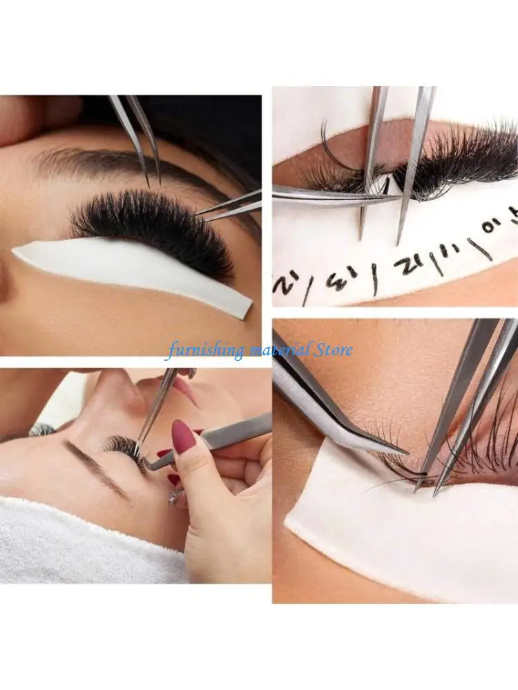 

Y5GD 4PCS Straight+Curved Lash Tweezers for Nail Art Sticker Makeup Tool Clip Pliers