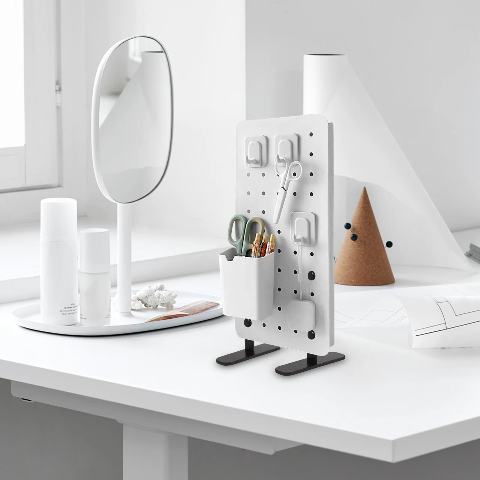 

2Pcs Desktop Pegboard Stand Sturdy Vertical Organizer for Desk Wall Mount Craft Tools Gaming Controllers Headphones Holder