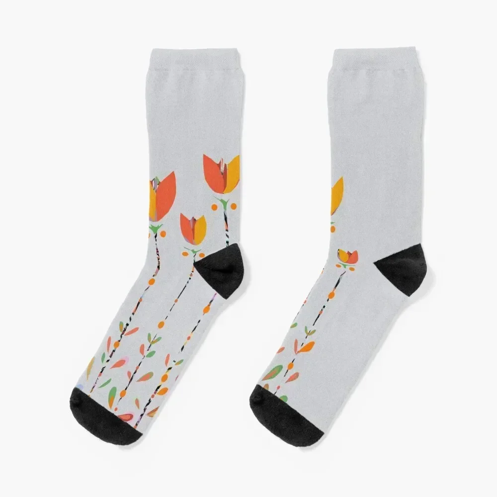 Retro tulips, orange mix Socks fashionable winter thermal sheer FASHION Socks Ladies Men's