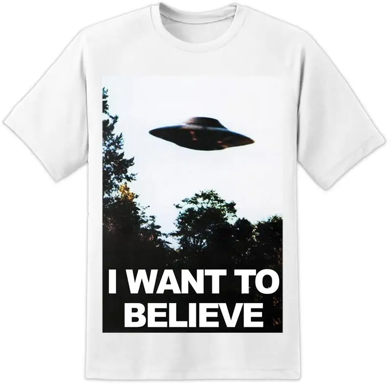 Classic X Files Agent Fox Mulder I Want To Believe Office Poster Scully Retro TV T shirt
