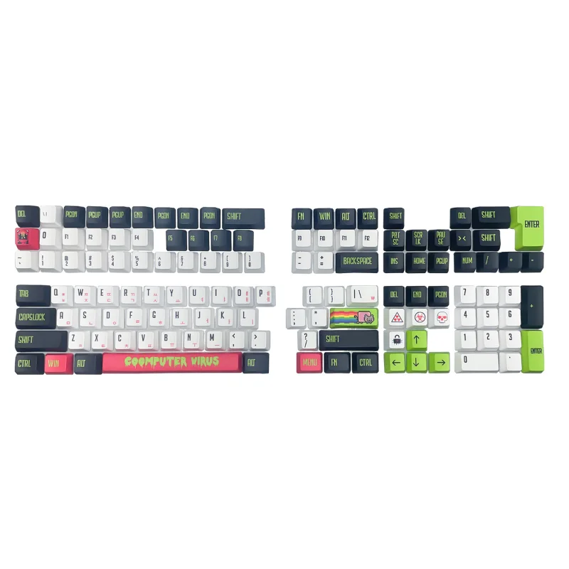 Imagem -06 - Computador Vírus Tema Handle Keycaps Teclado Mecânico Personalizado Dye-sublimation Pbt Coreano Oem Xda Aula F87 Gx87 60