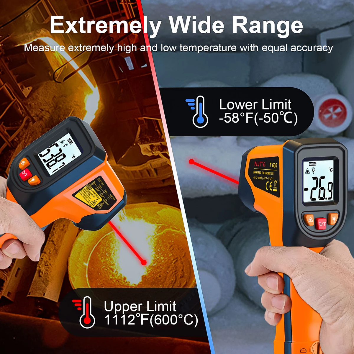 Cyfrowy czujnik termometru na  – Industrial Laser Temperature Gun recenzja i cena