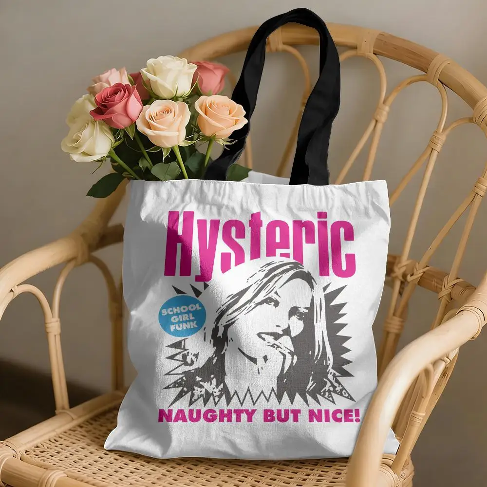 H-HystericS Glamour Girl Storage Bags Canvas Double-Sided Print Tote Bag Large Capacity Shoulder Fashion Shopping Handbag