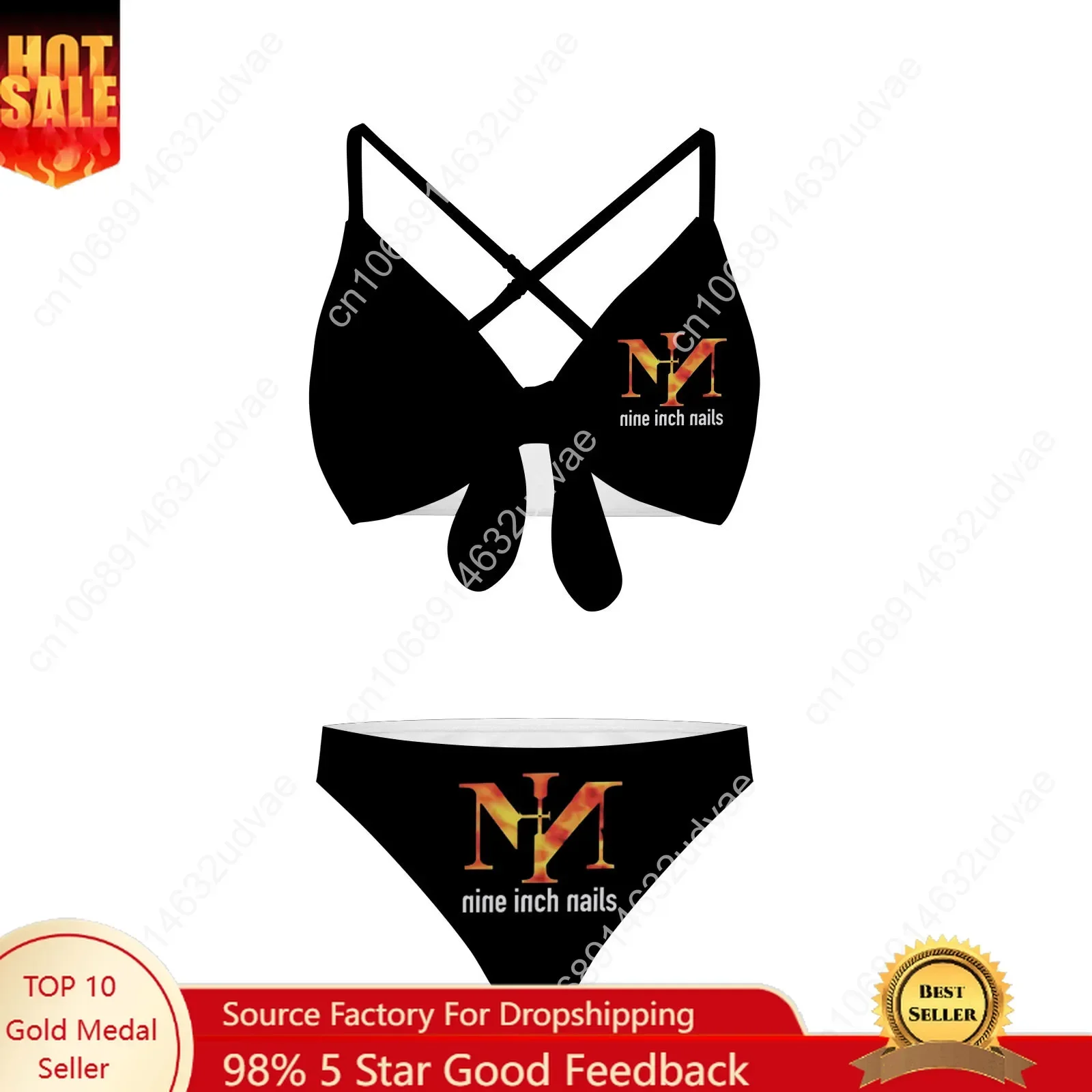 Nine Inch Nails Bathing Suits Cross Strap Suspenders Swimsuits Womens Personalized Bikini Pool Party Swimwear Custom Beachwear