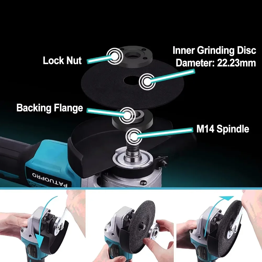 Imagem -04 - sem Escova Moedor de Ângulo Elétrico 10000rpm Máquina Cortador Portátil Recarregável Ferramenta Elétrica Polimento para Makita 18v Bateria 125 mm