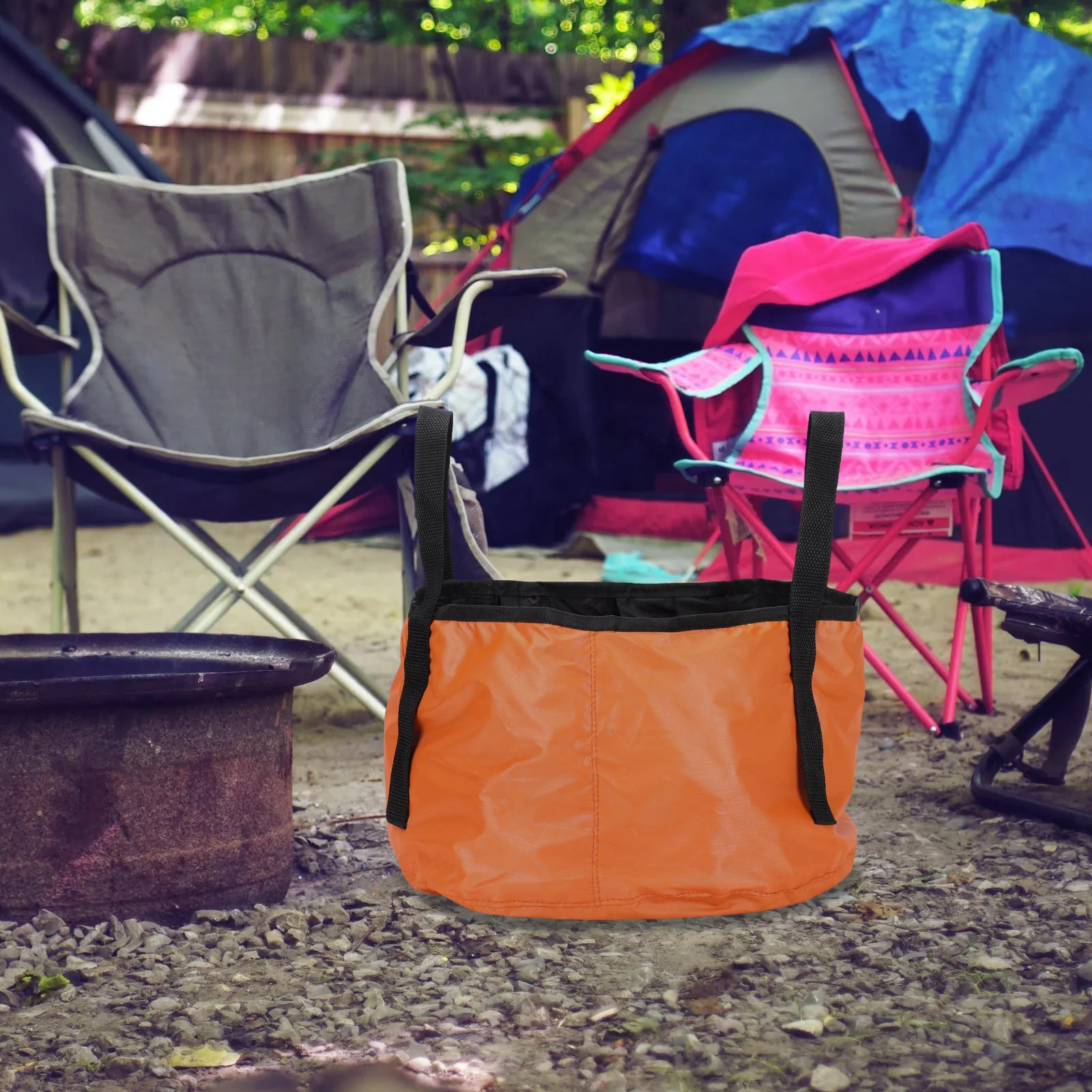 

2Sets Folding Water Basin Waterproof Polyester Outdoor Camping Hiking Fishing Space Saving Water Buckets