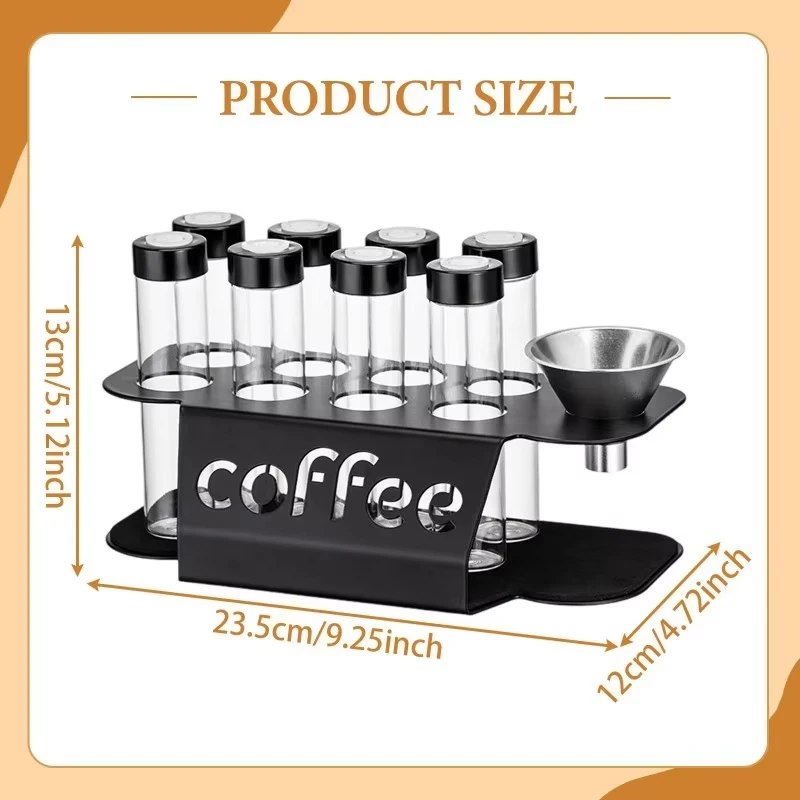 10PCS Coffee Beans Storage Container, Coffee Tubular Display Rack, Coffeeware Sets, Pour-over Coffee Set, with Breathable Lids