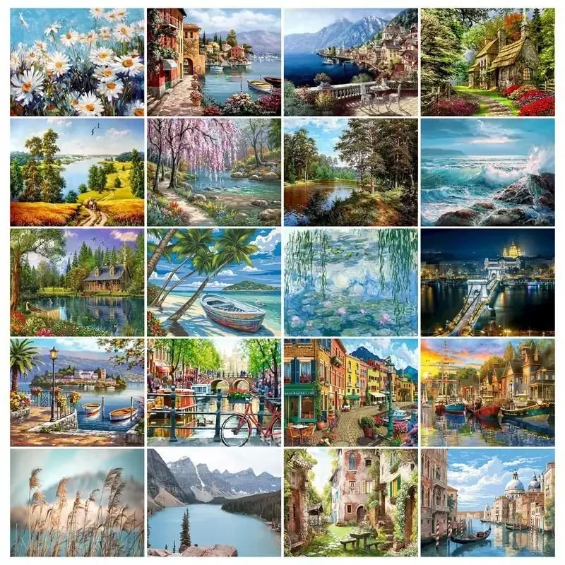 

638926 Painting By Numbers Landscape Paint Canvas Picture Oil Painting By Number Coloring HandPainted For Adults