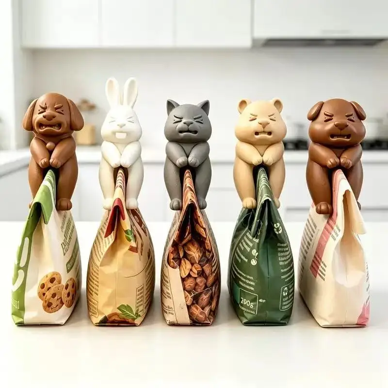 Cute Animal Leg‑Clipping Food Bag Sealing Clip Snack Sealer Kitchen Food Preservation Clamp Random Style