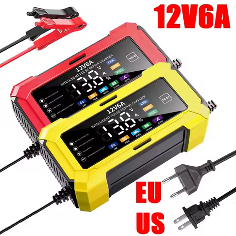 6A 12V Automotive Battery Charger Car and Motorcycle Battery Charging Devices Intelligent Maintenance of Lead Acid Battery