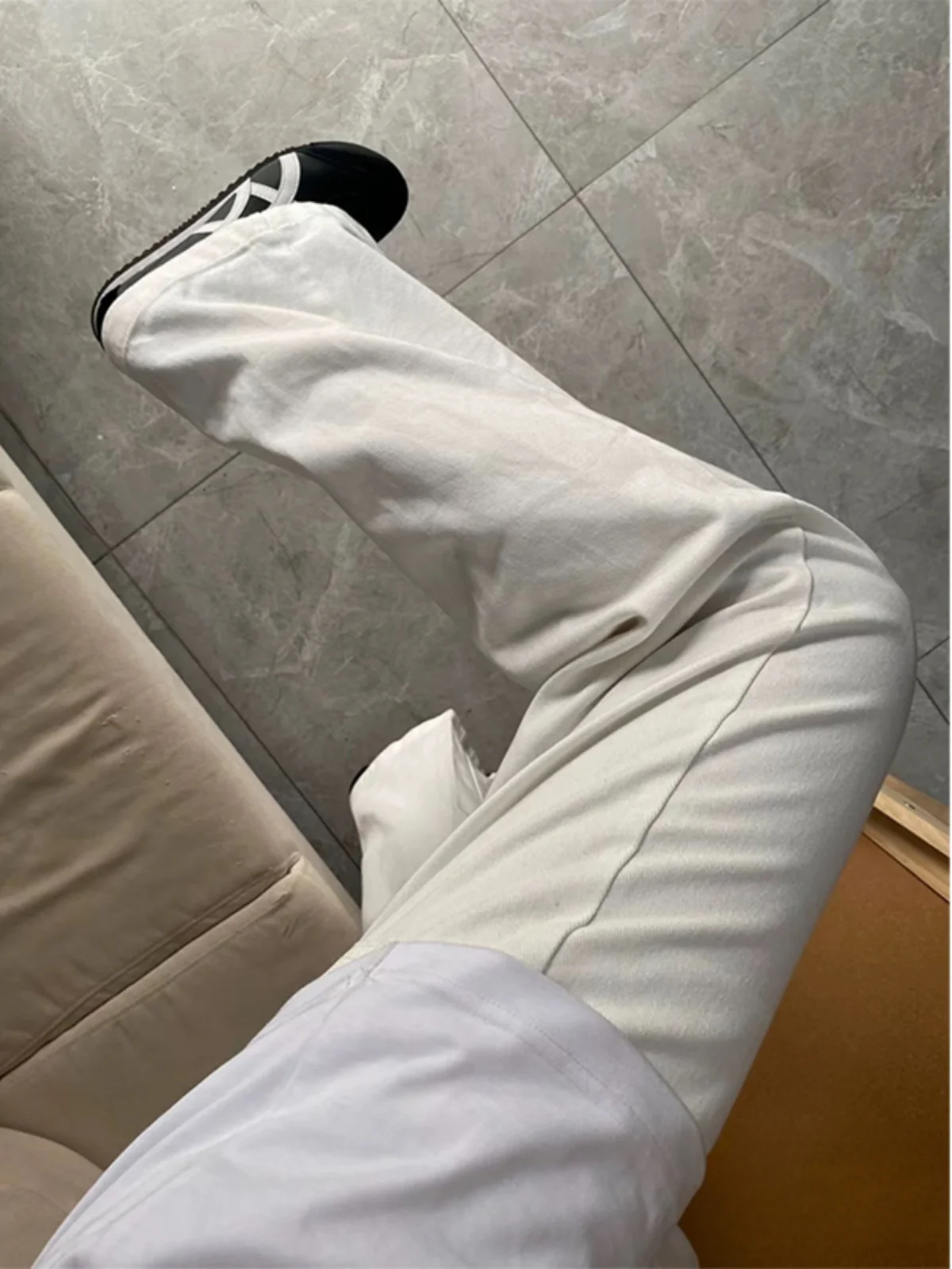 

White Cleanfit Knife Jeans Men's Sle Spring Autumn High Street Pants Slim Micro Flare American Sle Cotton Polyester Blend