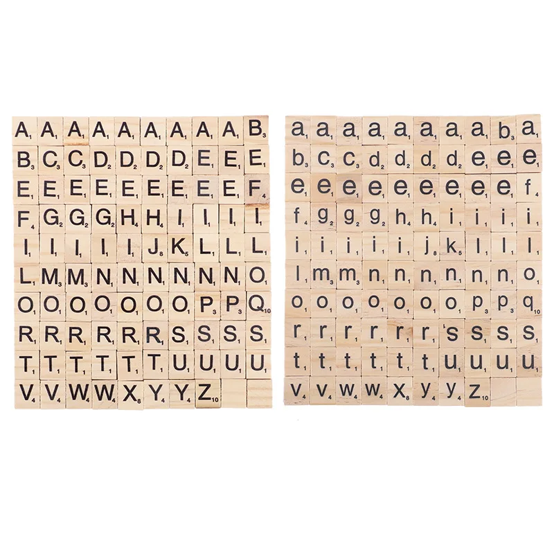 100Pcs Wood Letter Tiles DIY Crafts Gift Wedding Party Christmas Ornaments Decoration for Home Wooden Alphabet Number Kids Game