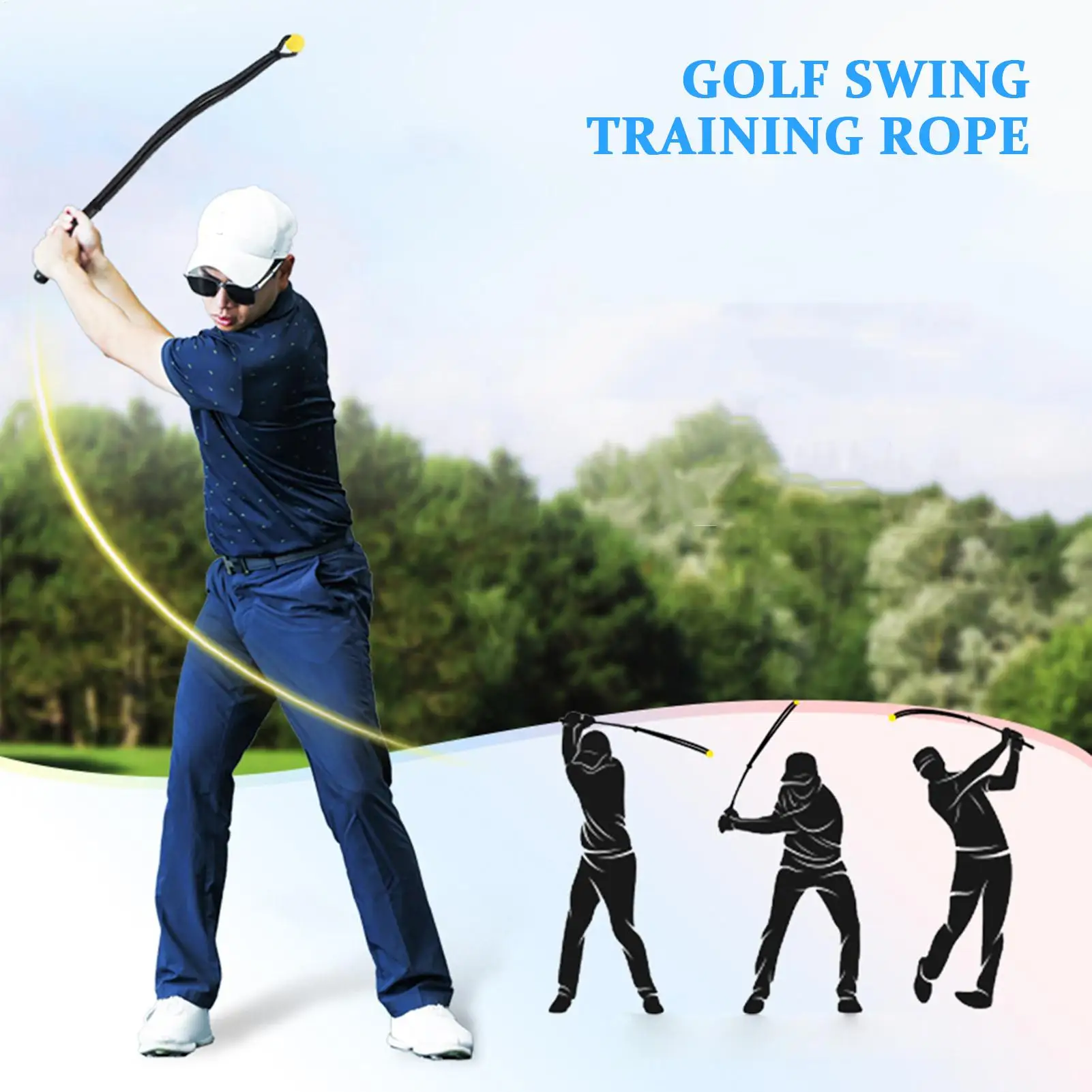 

Golf Swing Rope Hitting Speed Training Tool Portable Golf Swing Strengthener For Men Women Junior Golfers Range Course Home
