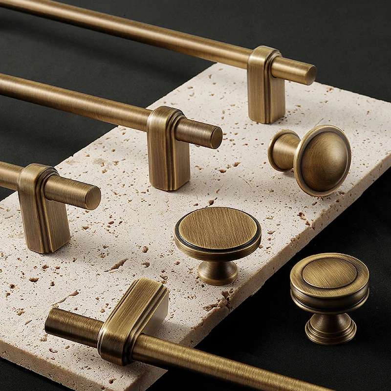 Nordic Vintage Brass Furniture Handles Bronze Handles for Wardrobe and Drawer Kitchen Cabinet Handles Shoe Cabinets Pulls
