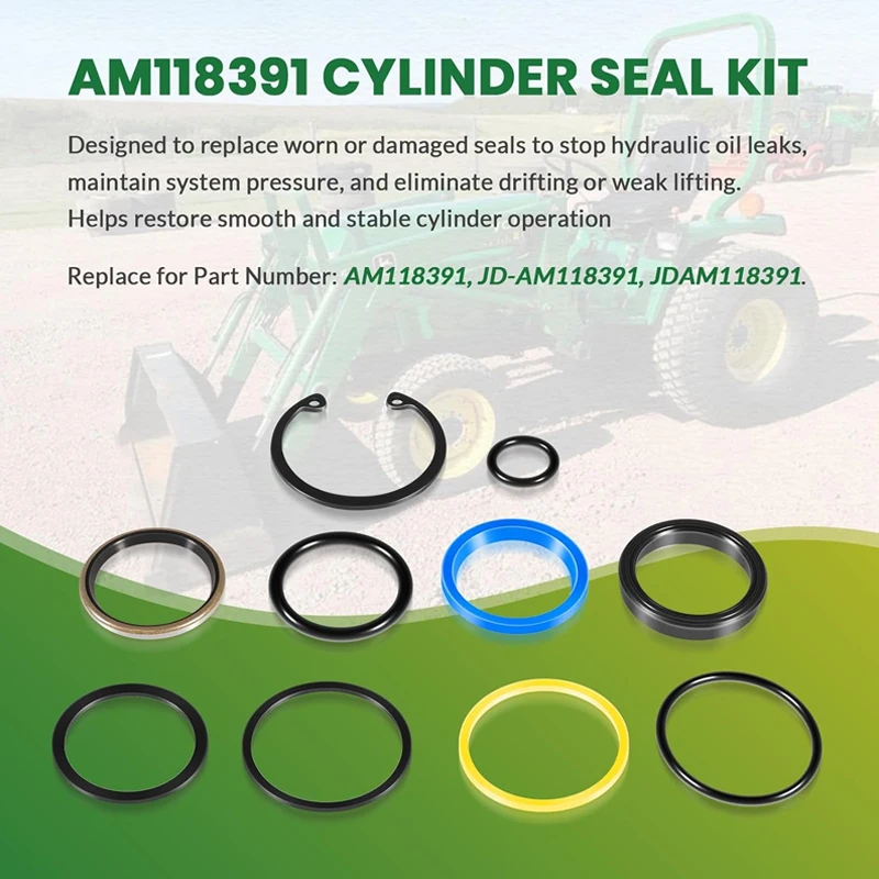 

(10 Pcs/Set) JDAM118391 Cylinder Seal Kit AM118391 For 1-1/2” Bore Hydraulic Cylinders,for John Deere 40 44 60 70 70A Loaders