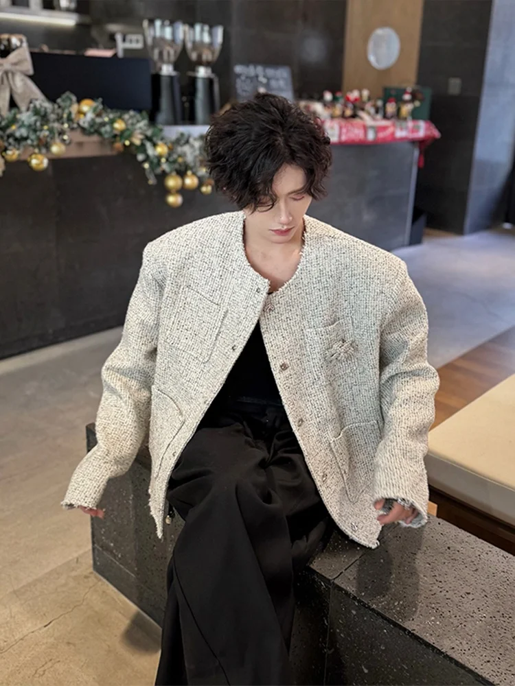 

Ele ort Nel Jaet for Men with Multiple kets Faionable Korean Sle Spring Autumn Lightweight Luxury Coat