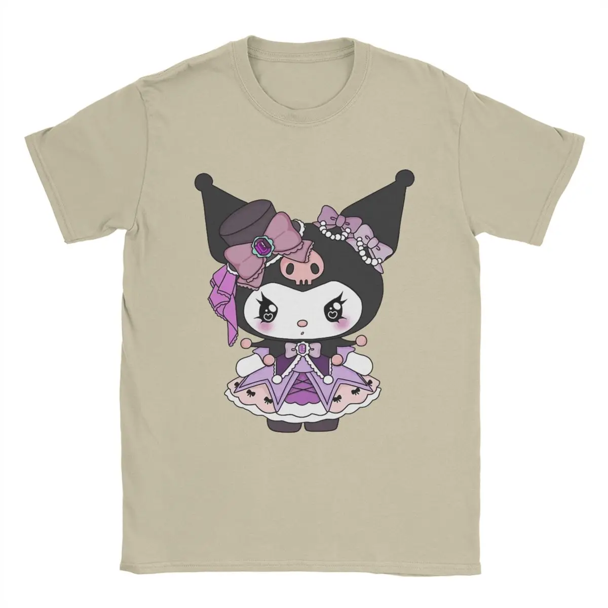 

T-Shirt For Men Kuromi Princess Dress Hello Kitty Short Sleeve Creative Pure 100% Cotton Tees Crew Neck T Shirt Gift Idea Tops