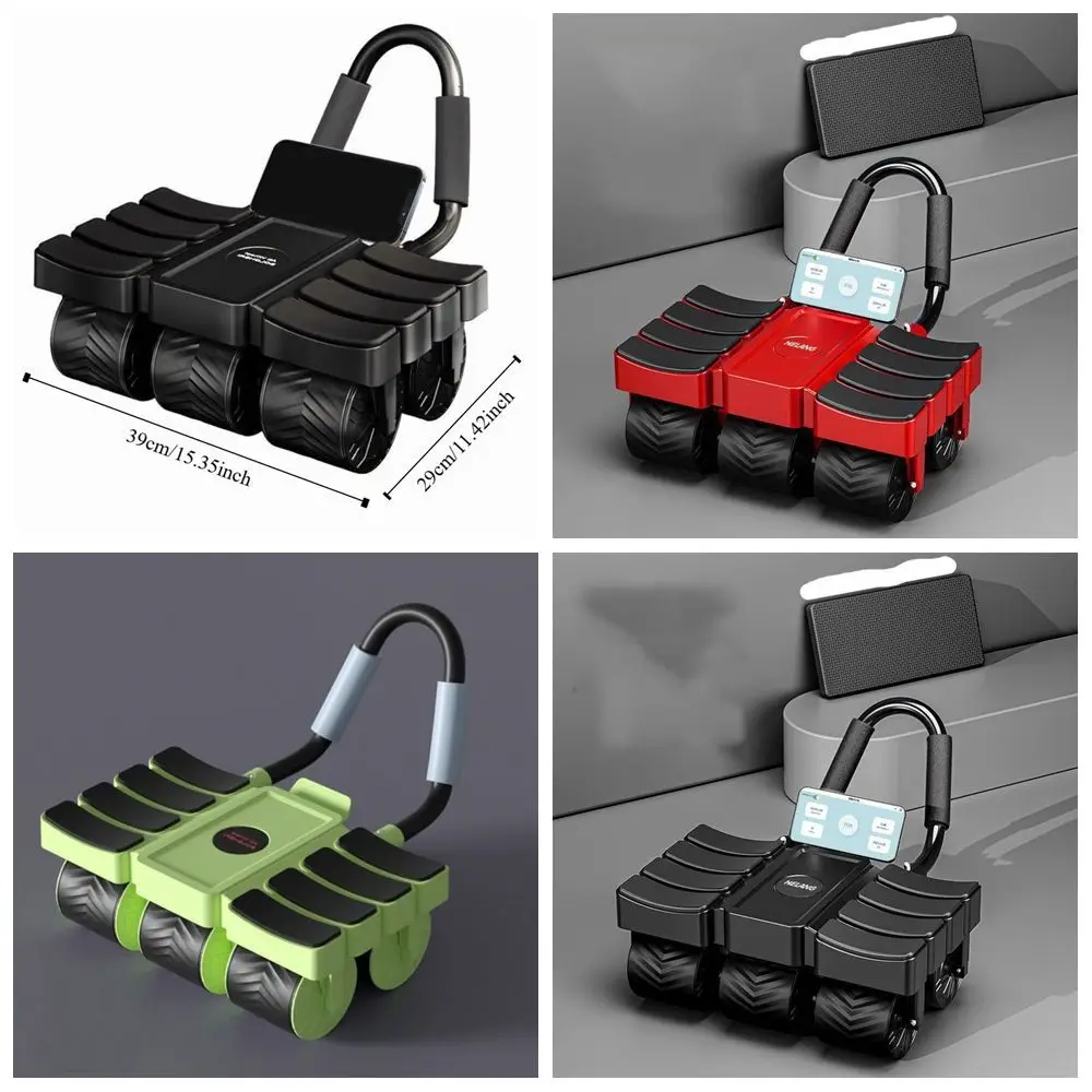 Rodillo de entrenamiento Abdominal de cuatro ruedas, máquina de ejercicio Abdominal antideslizante de rebote automático con almohadilla para arrodillarse eficaz