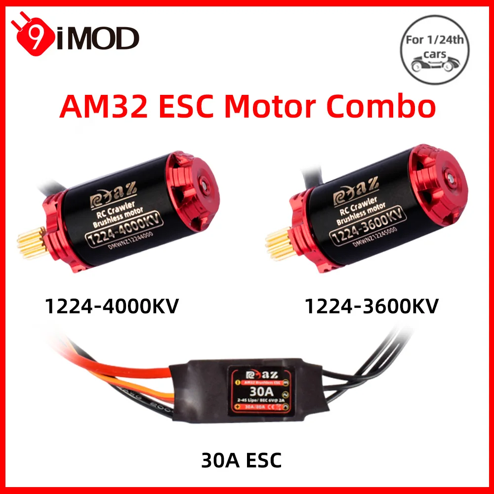

9IMOD Бесщеточный двигатель ESC Combo AM32 30A ESC 1224 Двигатель 4000/5000KV Outrunner для RC 1/24 Гусеничный автомобиль Axial SCX24