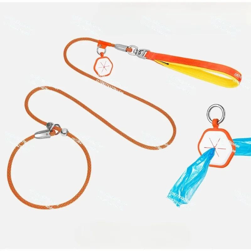 Race-level training dog rope does not restrain the hand, integrated collar, pet traction rope, anti-choking dog training rope