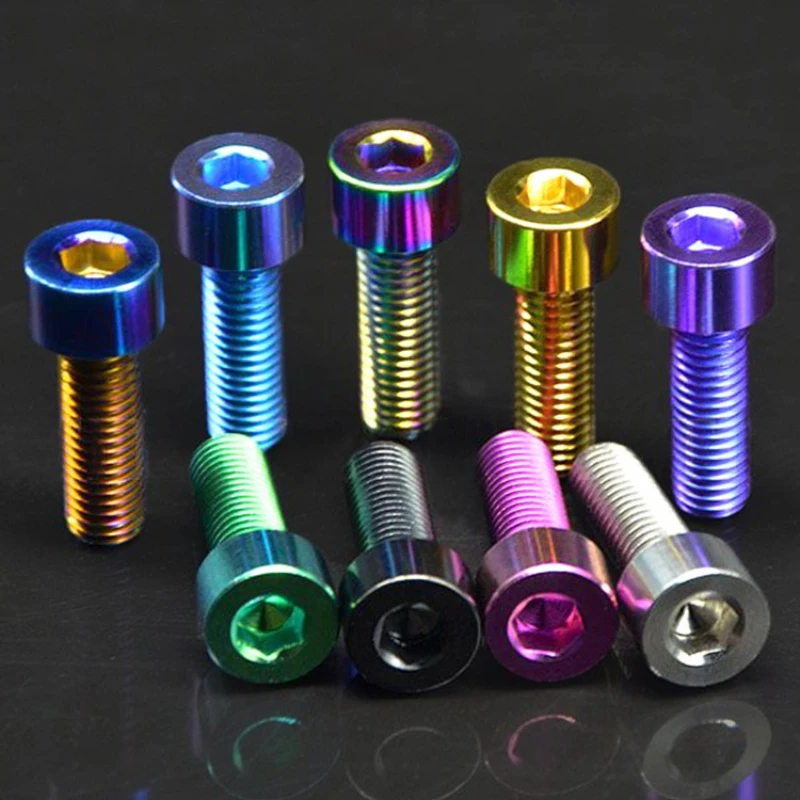 Baut Paduan Titanium Allen Hexagon Hex Socket Head Cap Bolt Sekrup Berwarna M5 M6 M8 untuk Headset Sepeda Rem Motor