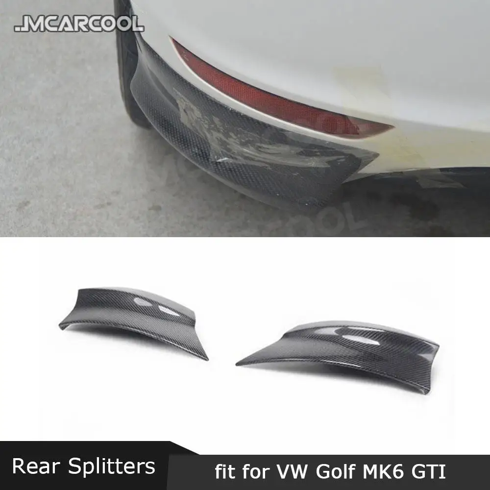 

JMCARCOOL Carbon Fiber Rear Lip Splitters Cover For Volkswagen VW Golf 6 VI GTI MK6 2010-2013 Bumper Side Flap Wings Aprons